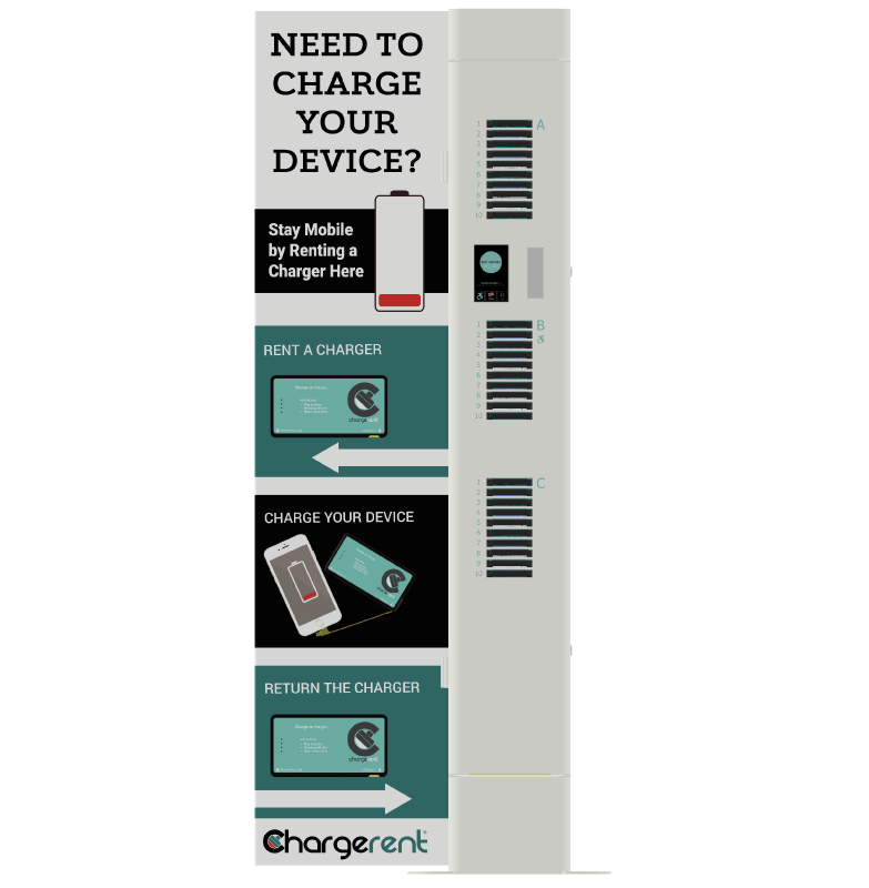 Chargerent® Automated Powerbank (cell phone charger) Rental Kiosks